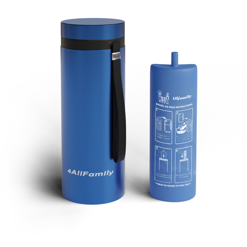 4AllFamily Italia - Nomad - Borsa Frigo per Insulina - Contenitori refrigerati per medicinali - Colore blu  - Formato grande