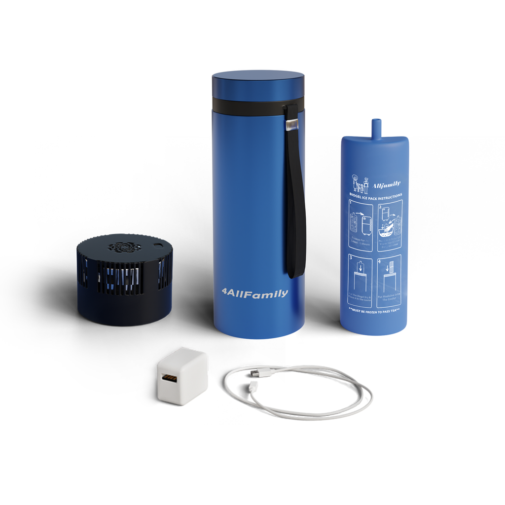 4AllFamily Italia - Explorer - Borsa Termica per Medicinali e Insulina 3-in-1 - Blu