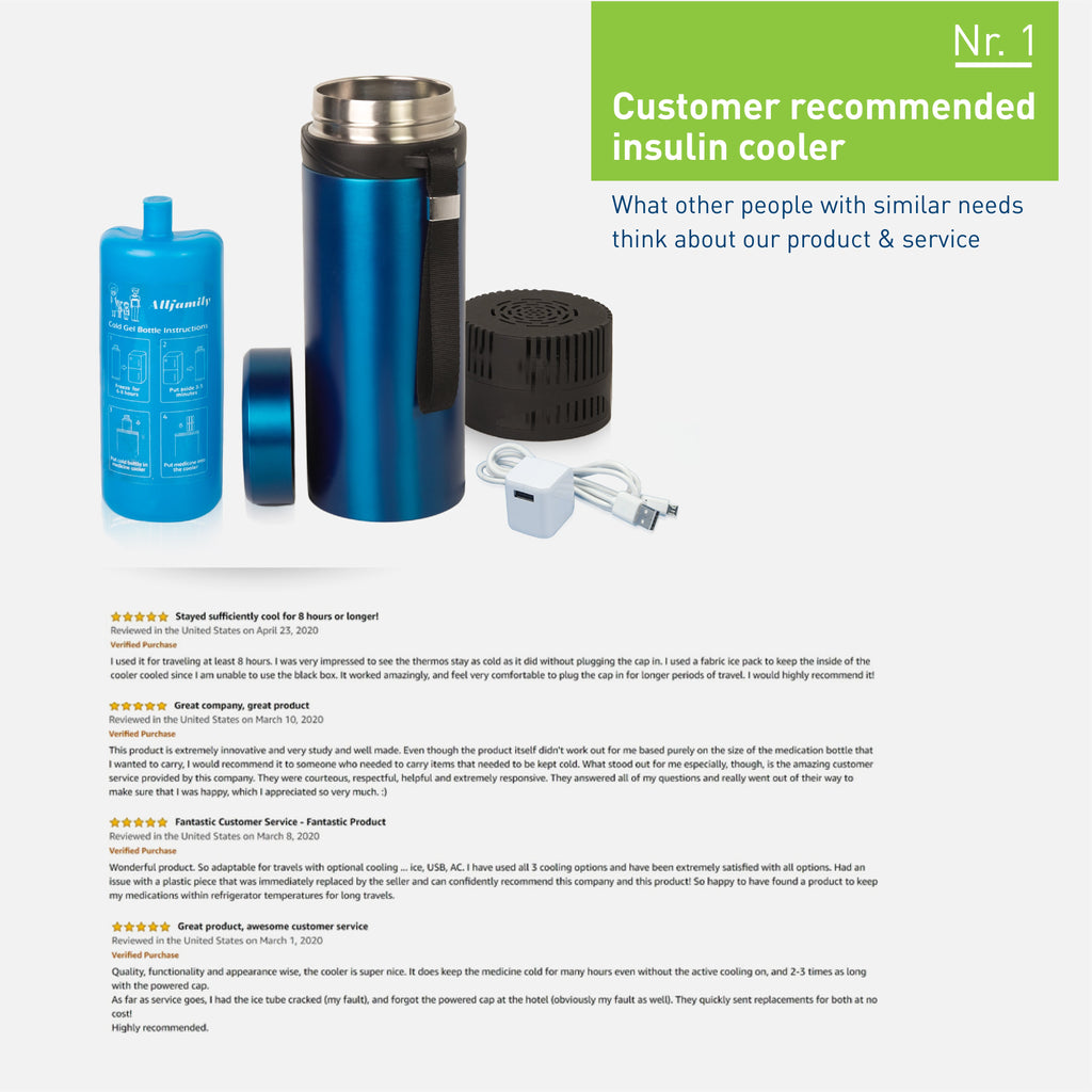 4AllFamily Italia - Explorer - Borsa Termica per Medicinali e Insulina 3-in-1 - Blu - Foto dei clienti soddisfatti 2