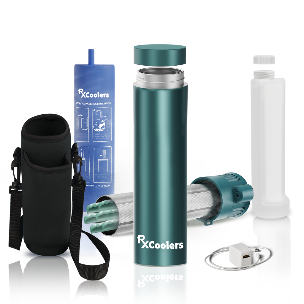 4AllFamily Italia - RxCoolers Mini - Mini Frigo Portatile per Farmaci e Insulina - colore verde - 