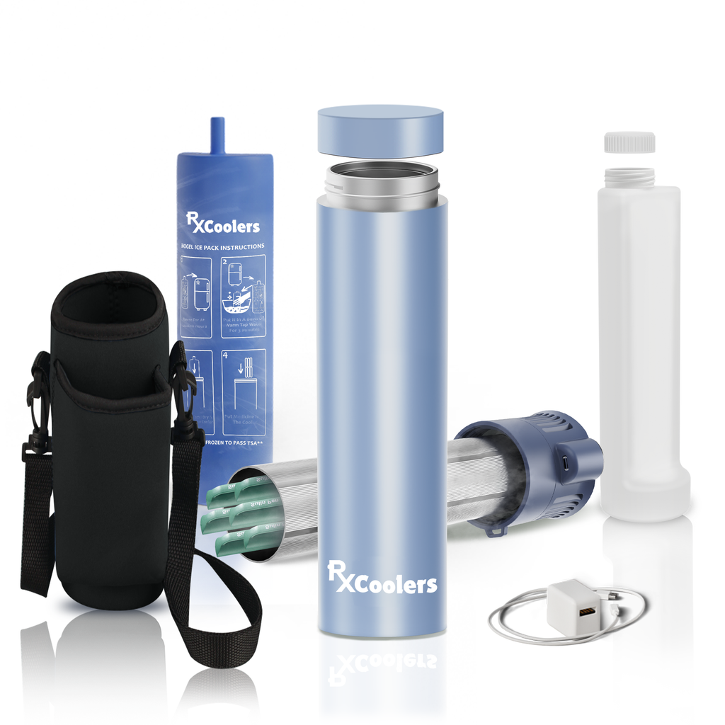4AllFamily Italia - RxCoolers Mini - Mini Frigo Portatile per Farmaci e Insulina - Blu 