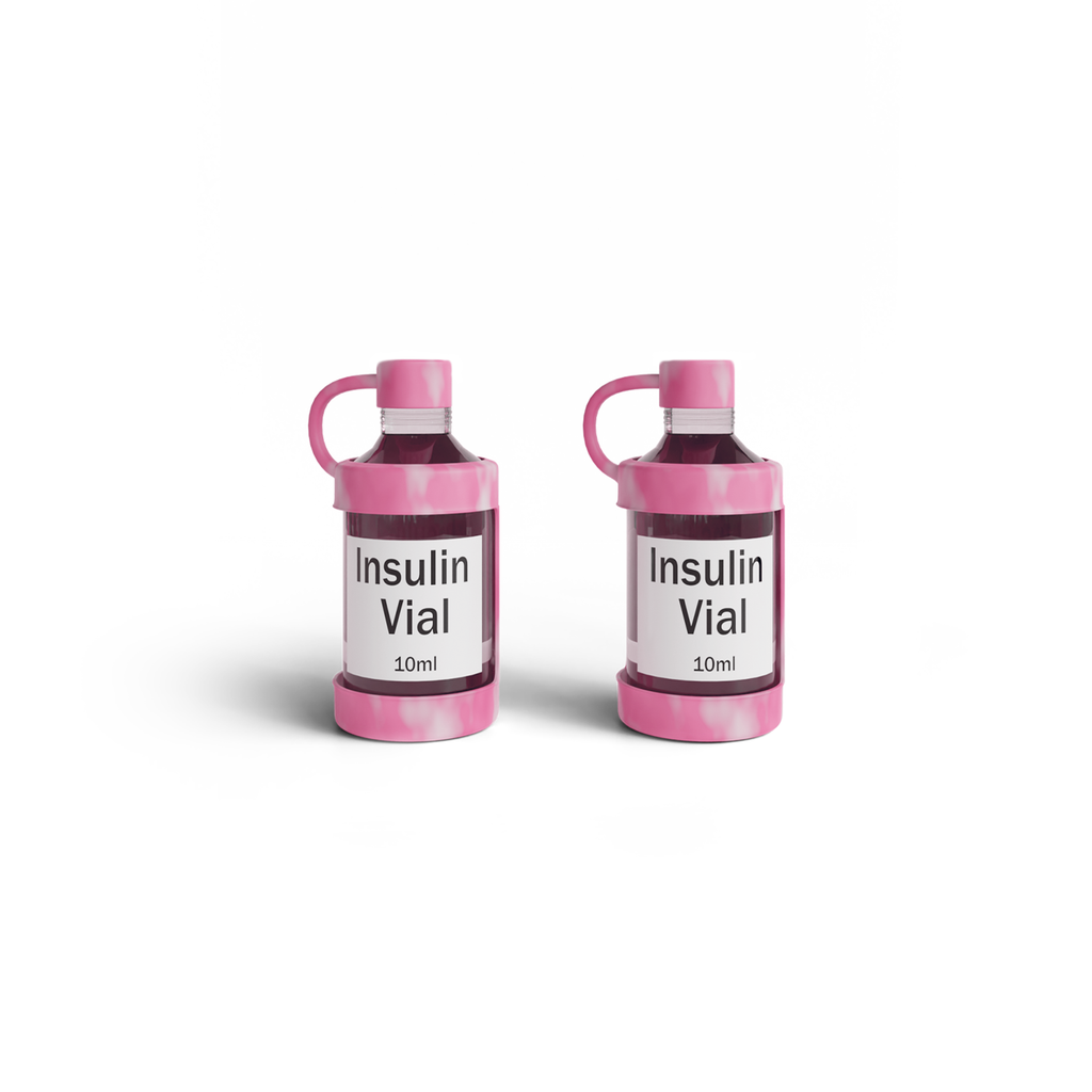 4AllFamily Italia - Vial Guard - custodia per flaconi di insulina - colore rosa – Formato Grande - 