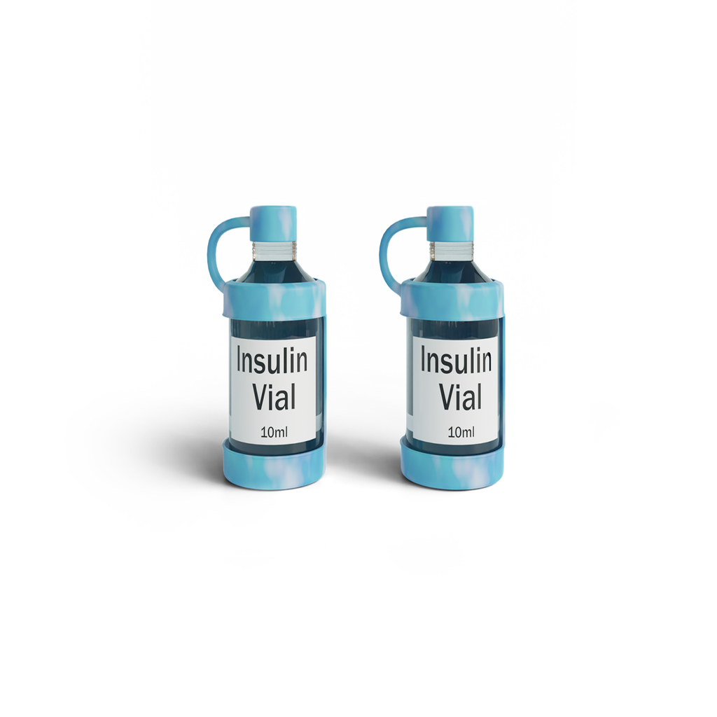 4AllFamily Italia - Vial Guard - custodia per flaconi di insulina - Blu - Formato grande